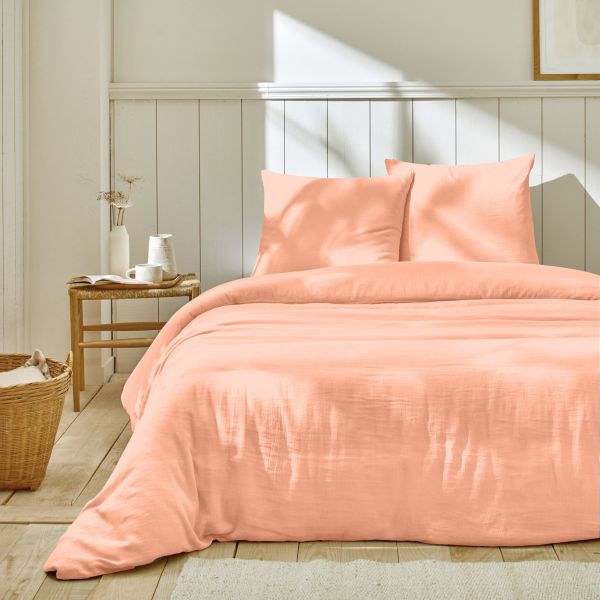 Parure de lit 240x260 cm Gaze de Coton Rose