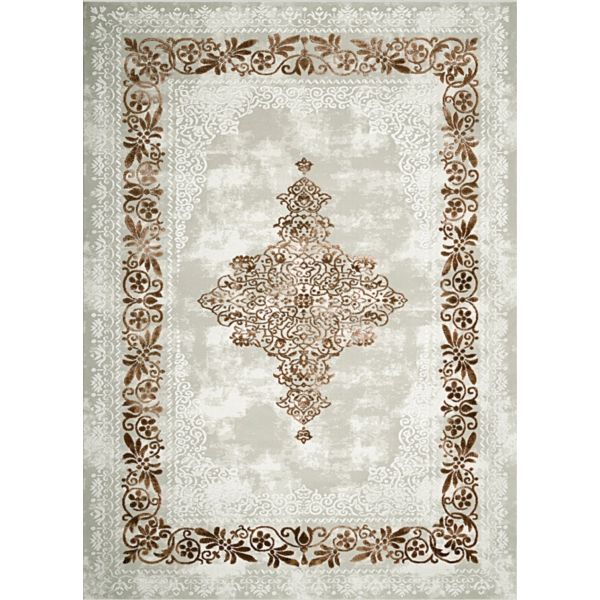 Tapis de salon 80x150 cm Polyester Baroque Beige