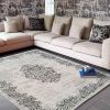 Tapis de salon 80x150 cm Polyester Baroque Gris