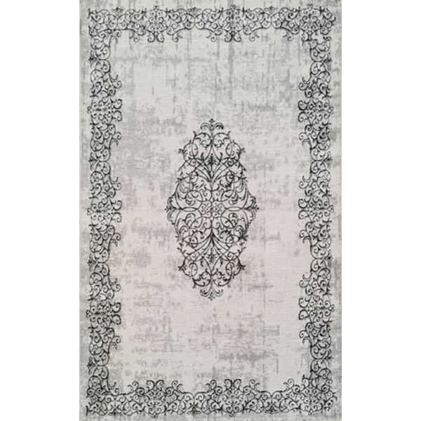 Tapis de salon 80x150 cm Polyester Baroque Gris