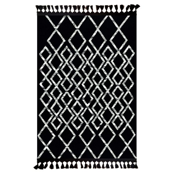 Tapis de salon 80x150 cm Polyester Berbere Fas Noir