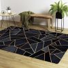 Tapis de salon 120x180 cm Polyester Grafic Noir