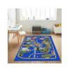 Tapis chambre enfant 120x160 cm Polyester Circuit Bleu