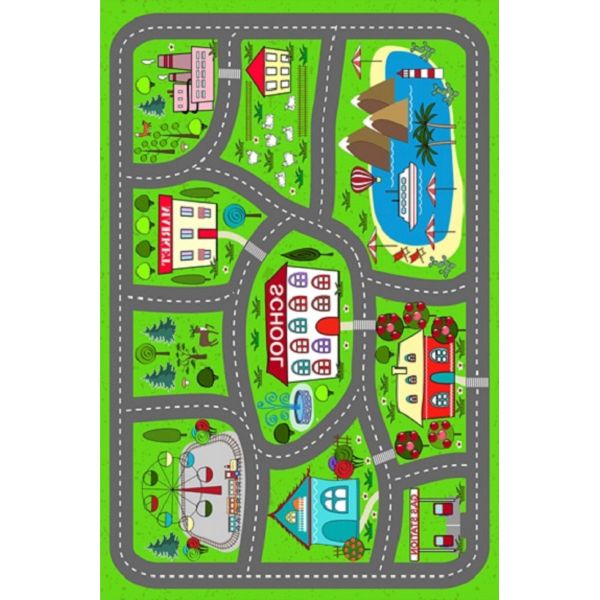 Tapis chambre enfant 100x160 cm Polyester Circuit Villa