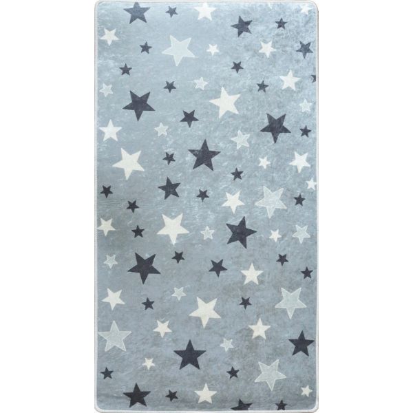 Tapis chambre enfant 100x150 cm Polyester Etoile Gris