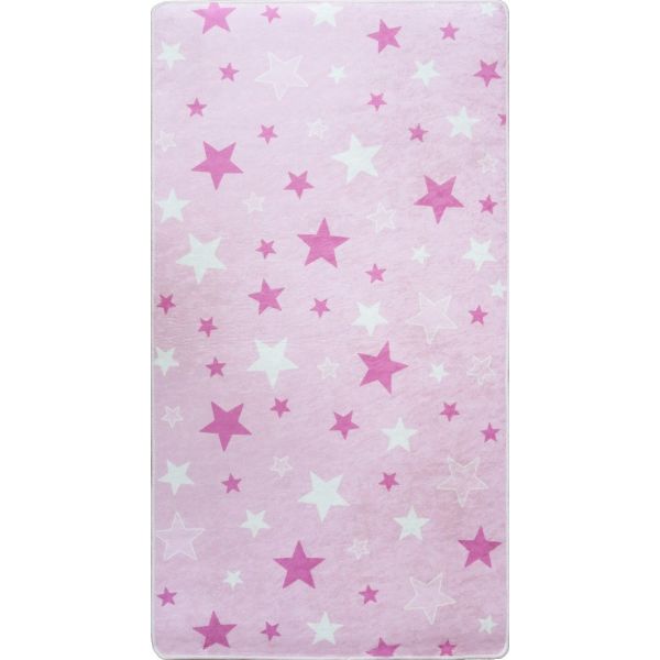 Tapis chambre enfant 100x150 cm Polyester Etoile Rose