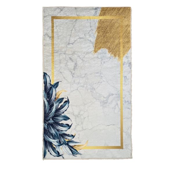 Tapis de salon 120x180 cm Polyester Feuille Blanc