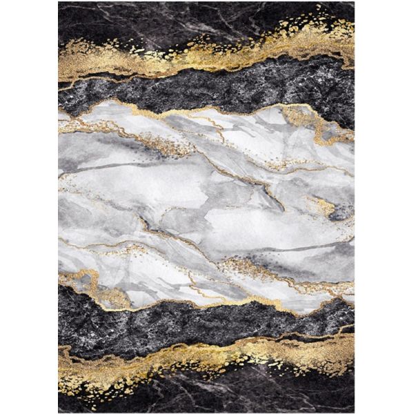 Tapis de salon 80x150 cm Polyester Gold Noir