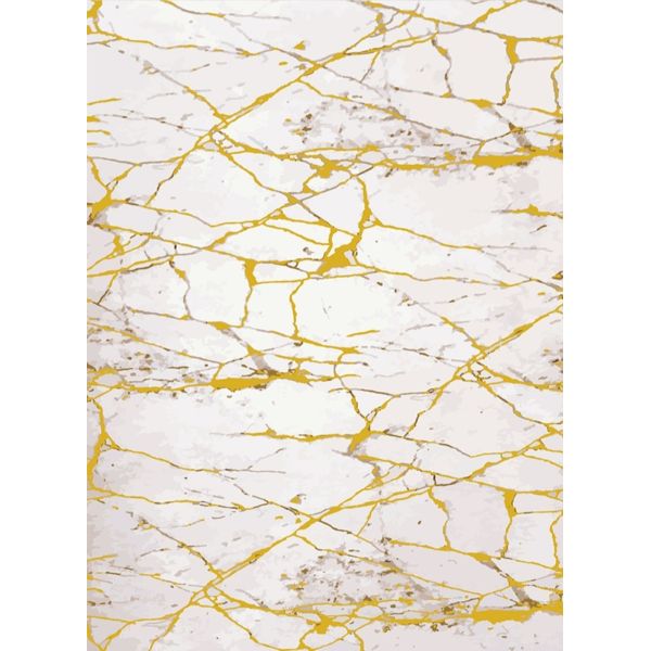 Tapis de salon 80x150 cm Polyester Marbre Jaune