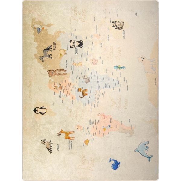 Tapis chambre enfant 120x160 cm Polyester Monde