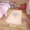 Tapis chambre enfant 120x160 cm Polyester Mongolfiere Rose