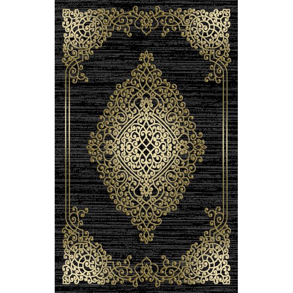 Tapis de salon 200x300 cm Polycoton Orient Noir