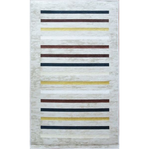 Tapis de salon 120x180 cm Polyester Rayures Beige