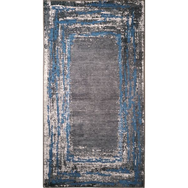 Tapis de salon 160x230 cm Polyester Ring Bleu