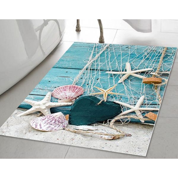 Tapis de bain 50x80 cm Polyester Sdb Bleu