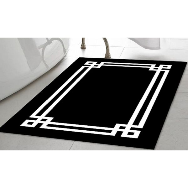 Tapis de bain 50x80 cm Polyester Sdb Noir