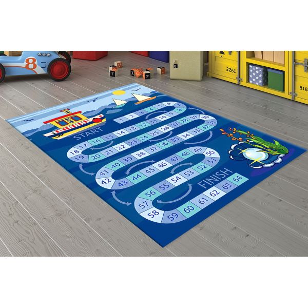 Tapis chambre enfant 80x150 cm Polyester Jeu Marin