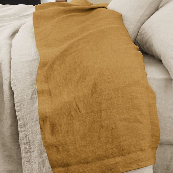 Drap plat 240x300 cm Lin Français Caramel