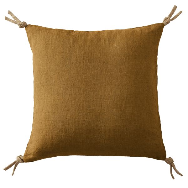 Coussin 45x45 cm Lin Français Caramel