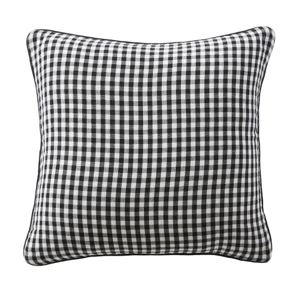 Coussin avec passepoil 45x45 cm Gaze de Coton Quadri truffe