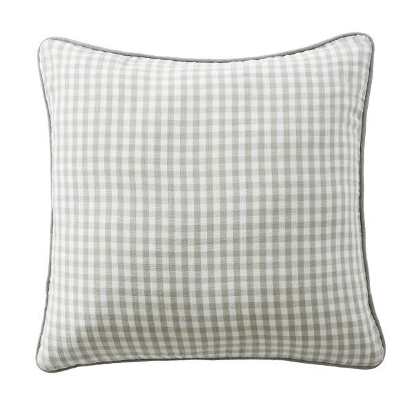 Coussin avec passepoil 45x45 cm Gaze de Coton Quadri Eucalyptus