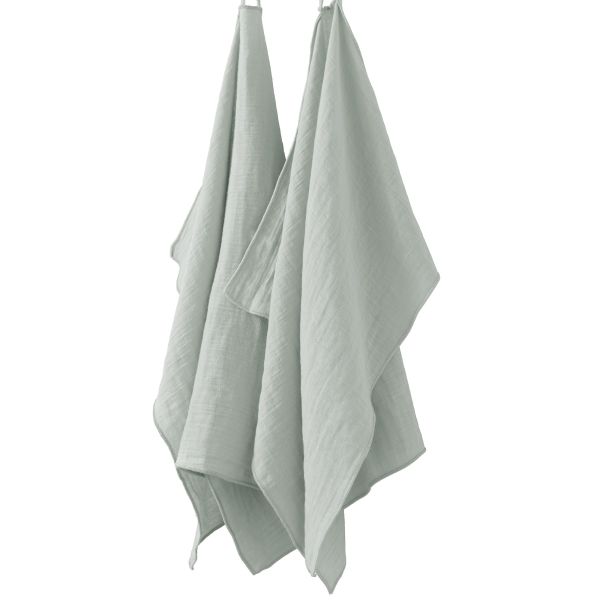 Lot de 2 essuie-mains 50x70 cm Gaze de Coton Eucalyptus