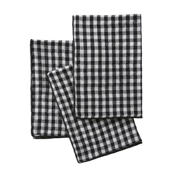 Lot de 3 serviettes 40x40 cm Gaze de Coton Quadri truffe