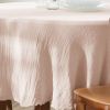 Nappe ronde 180x180 cm Gaze de Coton Guimauve